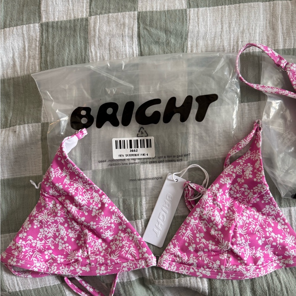 Bright Pink Floral Bikini Top